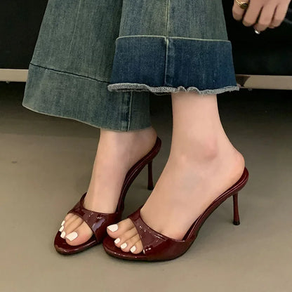 2025 New Slip On Women Stiletto Heels Shoes Luxury Fashion Round Toe Ladies High Heels Pumps Shoes Female Slides Footwear