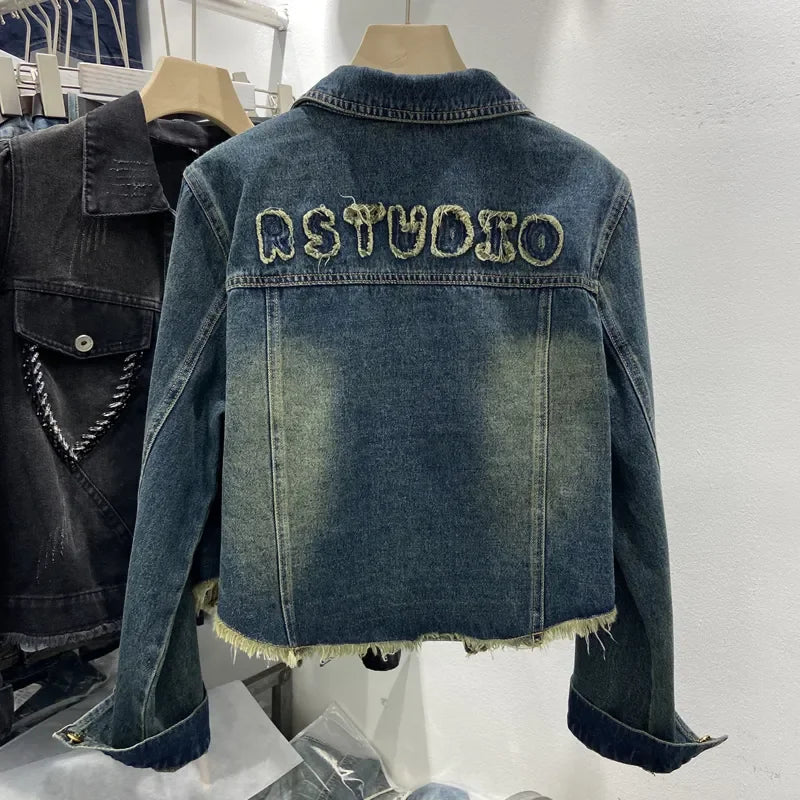 Blue Denim Top Women Autumn Classic Style Short Coat New Korean Fashion  Chic Pockets O-Neck Female Ropa De Mujer Loose Jackets