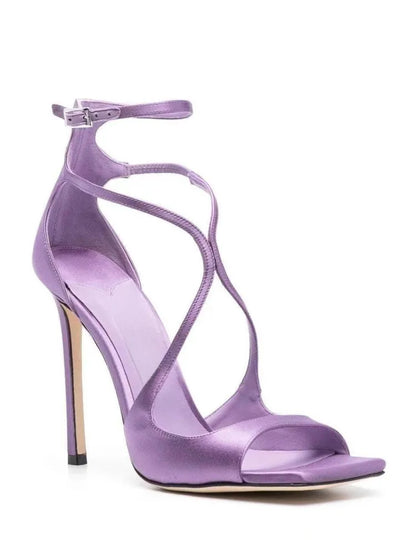2026Ladies' Summer New Fashionable High-heeled Open Toed Sandals Square Toe Party Sexy 34-43Large Women's Shoes