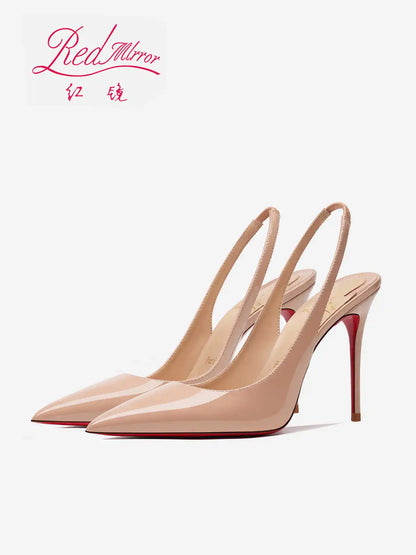 Heeled sandals Red Shiny Bottoms Naked color luxury Hollow 2025 New Elegant High Heels Sexy Slingbacks Ladies Shoes Women shoes