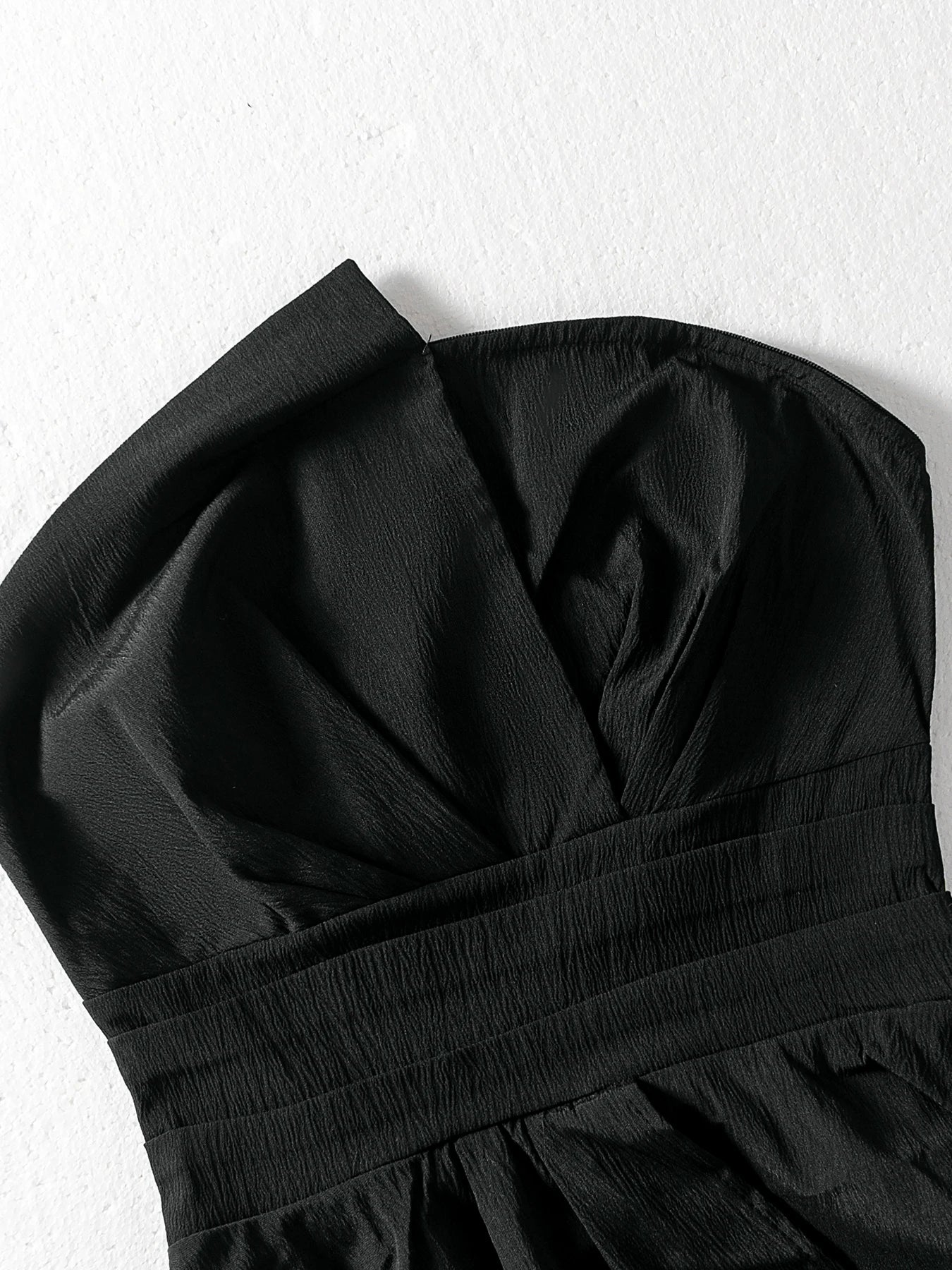 [Elegant] Peplum Strapless Top, Belted Wrap Waist Blouse for Vacation & Commute