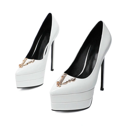 2023 15cm Stiletto High Heel Pointed Lacquer Leather Fashion Sexy High Heels Wedding Party Luxury Brand High Heels Women's Shoes