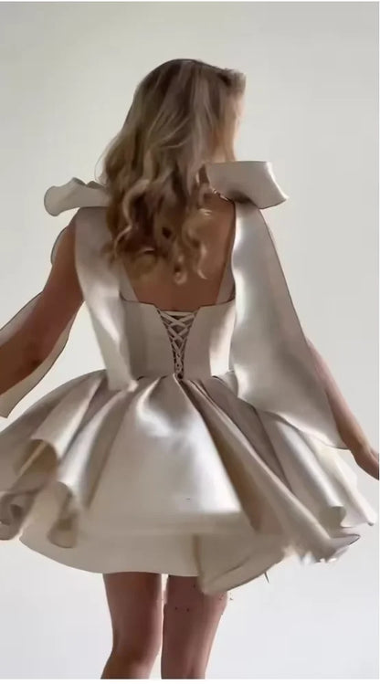 Sexy Made Mini Prom Dresses Sweetheart Stain Lace Up Party Ball Gowns With Bow Cocktail Dresses Celebrate Dresses For Girls