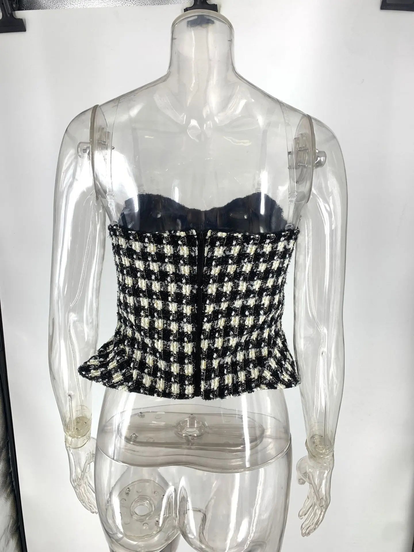 Vintage Plaid Tube Top Vest Women Fashion Sexy Hot Girl Buttons Irregular Slim Sleeveless Cropped Top Party Streetwear Female