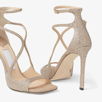 2026Ladies' Summer New Fashionable High-heeled Open Toed Sandals Square Toe Party Sexy 34-43Large Women's Shoes