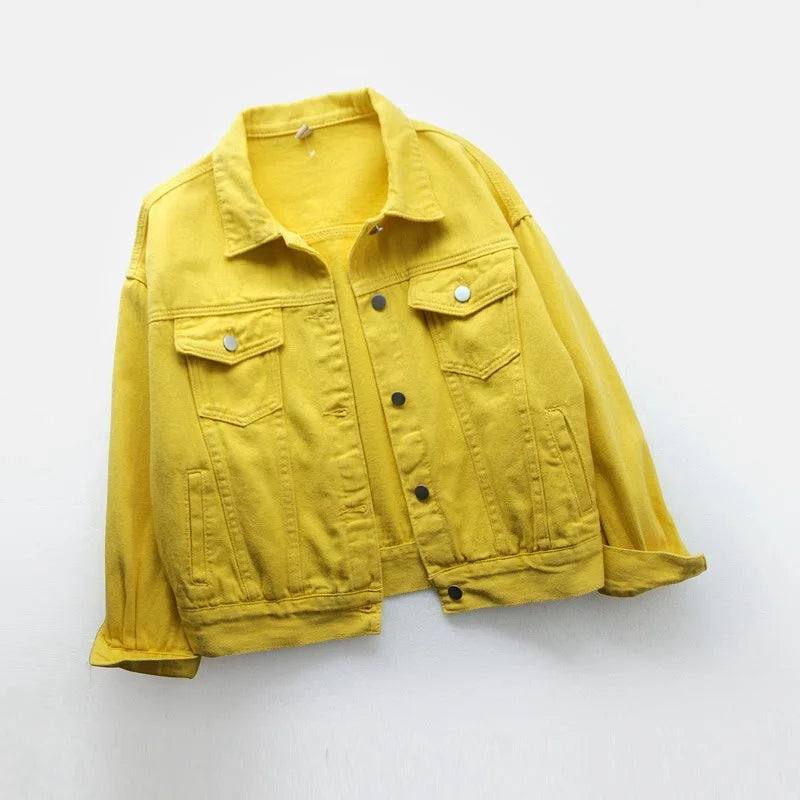 Classic Denim Jacket Women Jeans 2023 Jean Boyfriend Jackets for Women Oversize Loose Coat Veste Femme Purple White Yellow Mujer