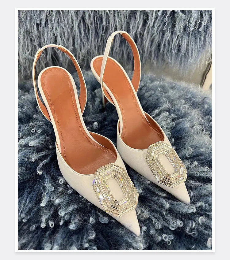 Water Diamond Buckle Toe Sandals 2026 New Pointed Thin Heel Hollow Banquet High Heels Platform Sandals Women Shoes