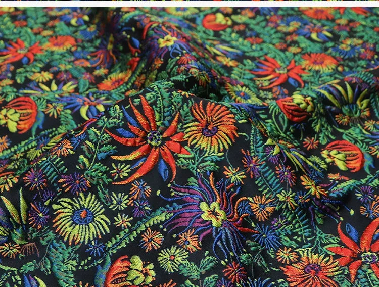 Yarn-dyed Jacquard Fabric Autumn Winter Flower Dress Suit Jacket Clothing European Brand Fashion Design Diy Sewing Cloth