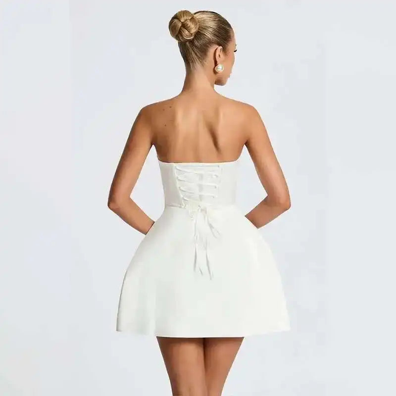 Townlike Bow Backless Nightclub Sexy Party Dress Women Mini 2025 Spring Summer Dress Strapless Slim Bodycon Dresses