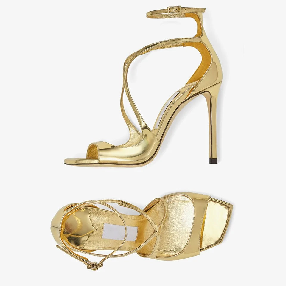 2026Ladies' Summer New Fashionable High-heeled Open Toed Sandals Square Toe Party Sexy 34-43Large Women's Shoes