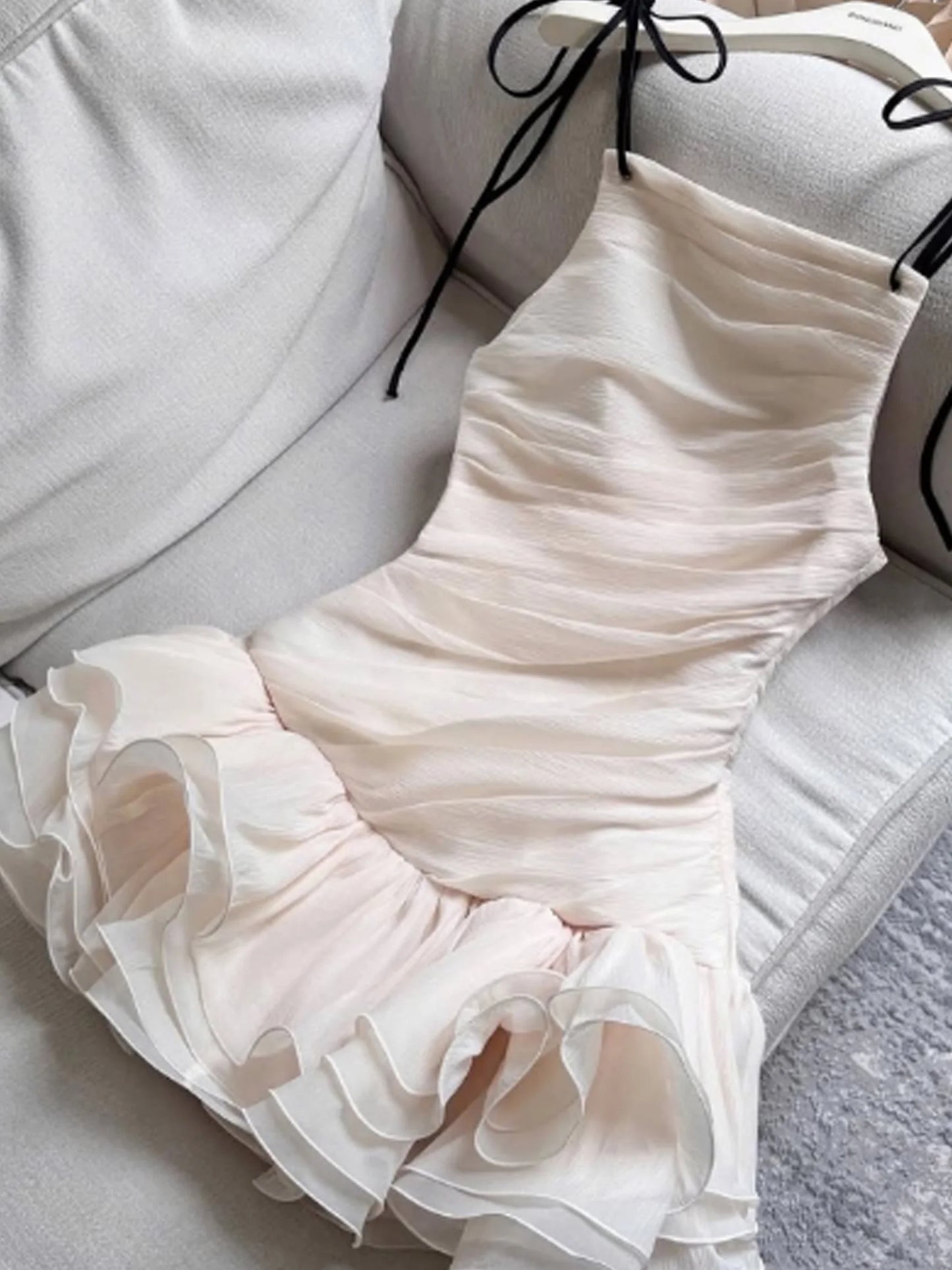 Women's High End Luxury Bow Puffy Evening Dress, Summer Elegant Spaghetti Strap Party Prom Dress, Cute Sweet Dating Wear