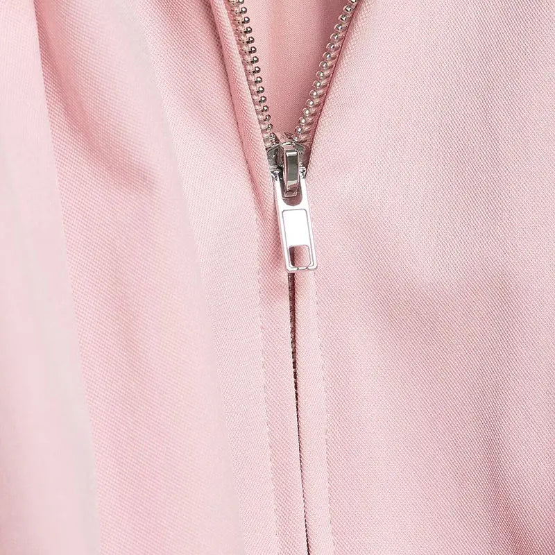 NLZGMSJ Women Bomber Jacket 2026 Spring Ball Sleeve Folds Zipper Loose Coat Female Casual Oversize Top Y2K