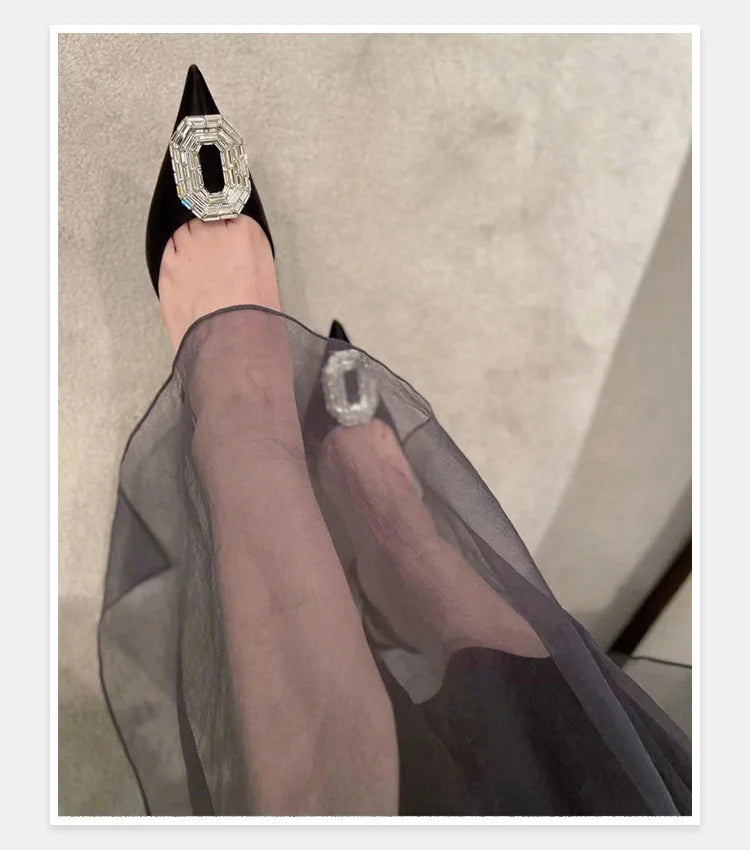 Water Diamond Buckle Toe Sandals 2026 New Pointed Thin Heel Hollow Banquet High Heels Platform Sandals Women Shoes