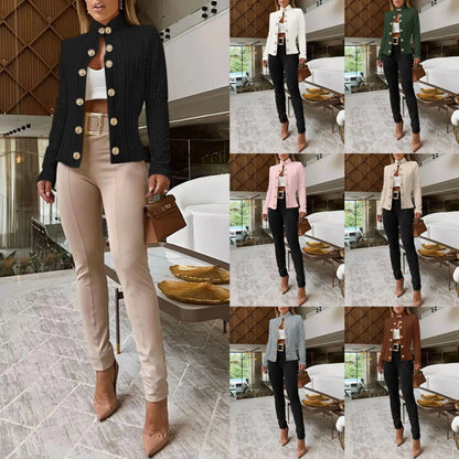 Women Button Long Sleeve Blazer Suit Coat Jacket Outwear Tops Ladies