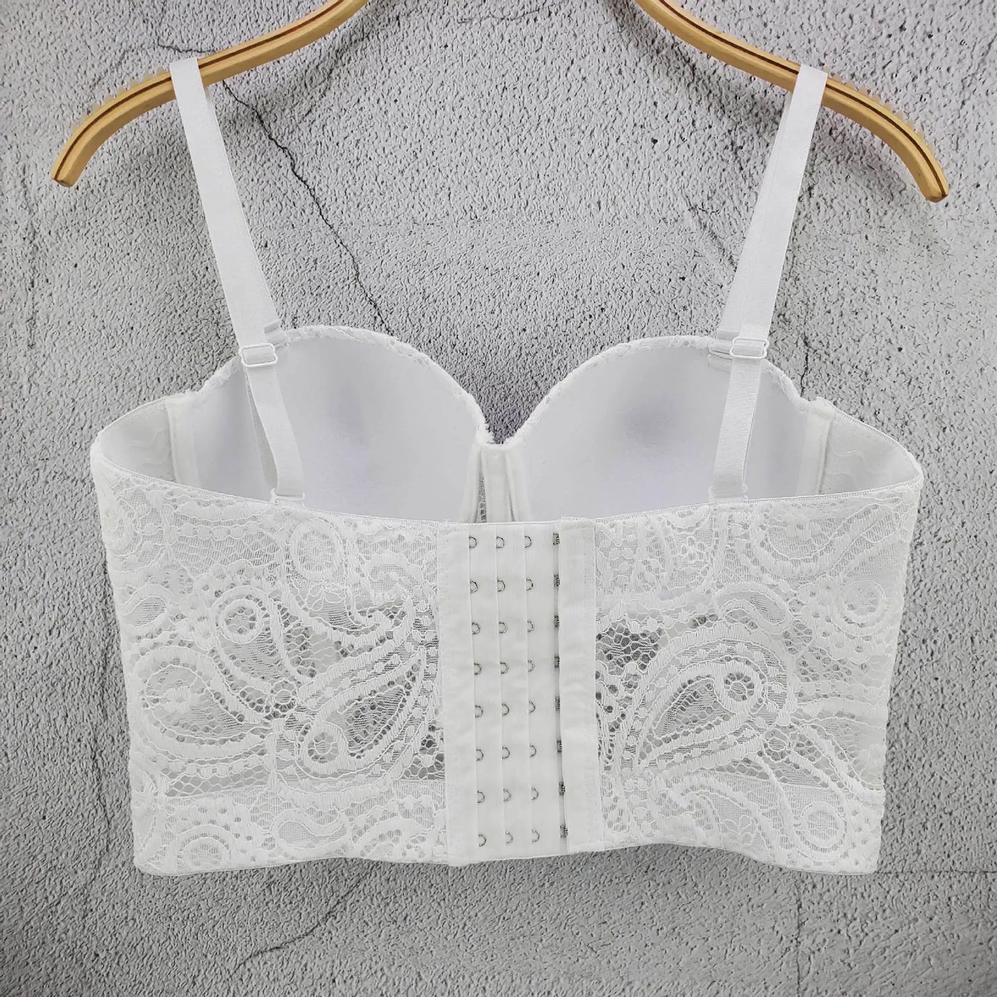 Women Crocheted 3D Lace Corset Stylish Floral Embroidery Bustier Push Up Bra Lady Tank Top Elegant Cropped Top Club Party Bralet