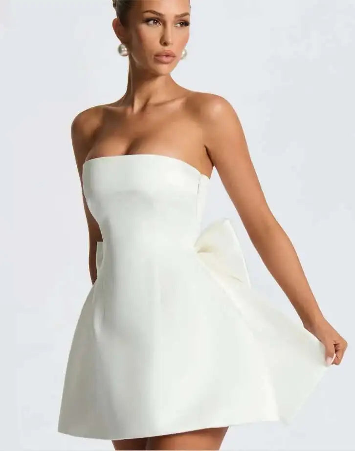 Townlike Bow Backless Nightclub Sexy Party Dress Women Mini 2025 Spring Summer Dress Strapless Slim Bodycon Dresses