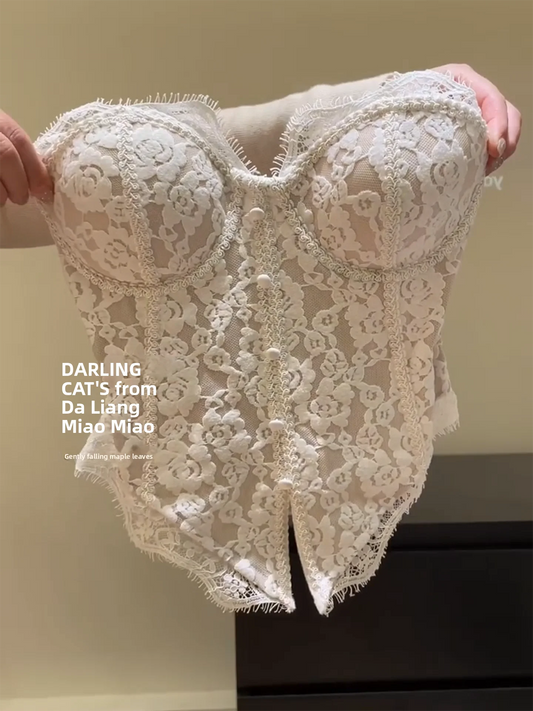 Sexy Lace Crop Top Women's Fashionable Camisole Vest Short Sleeveless Underwear Outerwear Autumn Winter Ladies' Wear