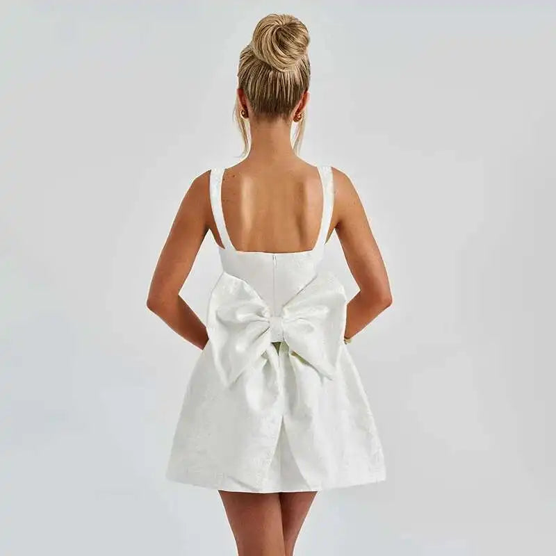 Avrilyaan Bow Spaghetti Strap Backless Sexy A-line Dress Women Strapless Party Dress Elegant Bodycon Mini Summer Dress Vestidos