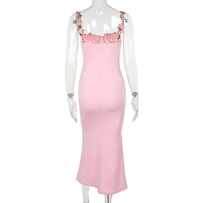 Y2K Sexy Sleeveless Backless Floral Women's Maxi Long Dress Lace-Up Bandage Bodycon Autumn Winter Party Club Dresses Outfit Gift