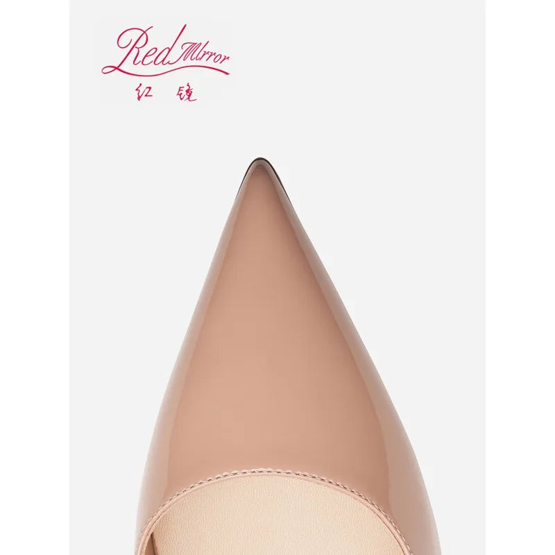 2025 new pointed patent leather nude single shoes socialite versatile stiletto rear empty bag head high heels sandals