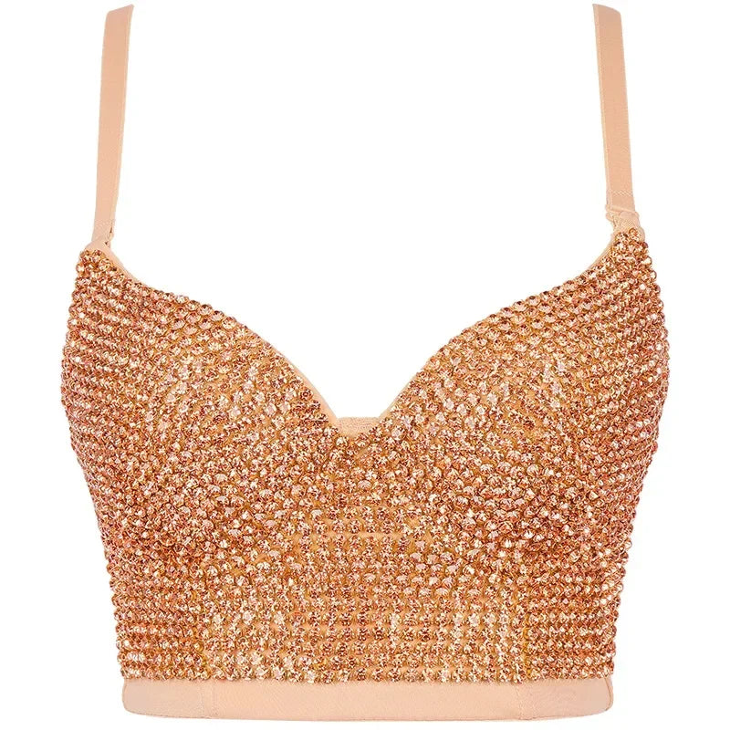 Women Tank Tops Sexy Sequined Diamond Bra Woman Clothes Push Up Bustier Club y2k Crop Top Party Ladies Corset Blusas Ropa Mujer