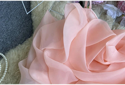 Spaghetti Strap Tank Top for Women New Arrival Slash Neck Tulle Bare Midriff Skinny Camis Summer Versatile Gallus Dropshipping