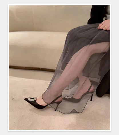 Water Diamond Buckle Toe Sandals 2026 New Pointed Thin Heel Hollow Banquet High Heels Platform Sandals Women Shoes