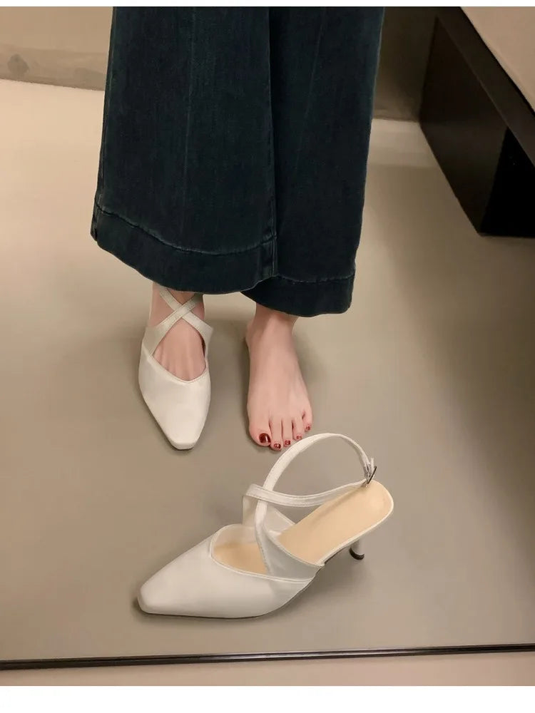 Designer Luxury Summer High Heel Women Sandals Fashion Cross Ankle Strap Singbacks Pumps Elegant Party Dancing Female Sandalias