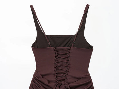 French Style Women Ruched Short Dress Fashion Summer Party Evening Gown Spaghetti Strap Bodycon Sexy Bandage Corset Mini Dress