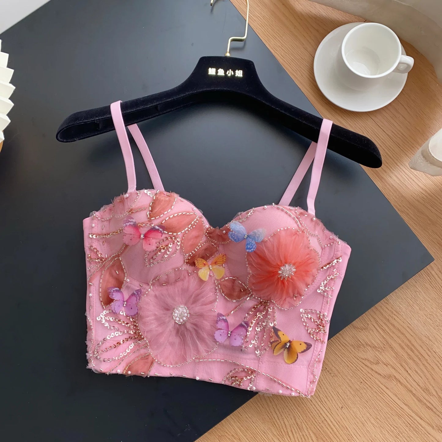 SINGREINY Embroidery Flower Camis Women Strapless Sleeveless Luxury Camisole Slim Hot Summer Sequined Butterfly Sexy Mini Tops
