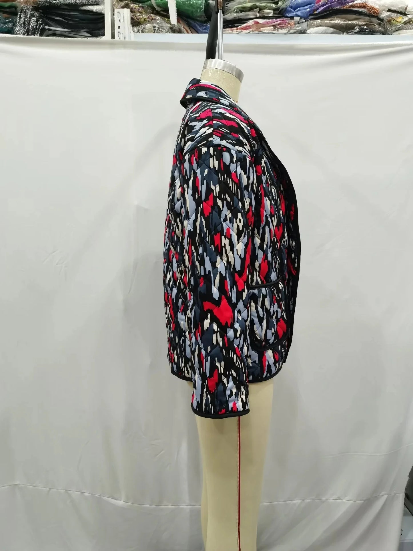 HH Floral Print Jacket For Women Autumn Quilted Reversible Cotton Coat Cardigan Long Sleeve Jackets Elegant Woman Streetwear