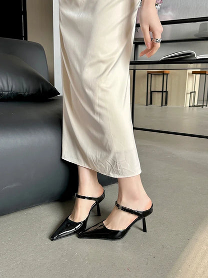 Eilyken New Design High Heels Woman Pumps  Buckle Strap Mules Slippers Sexy Pointed Toe Wedding Banquet Female Shoes