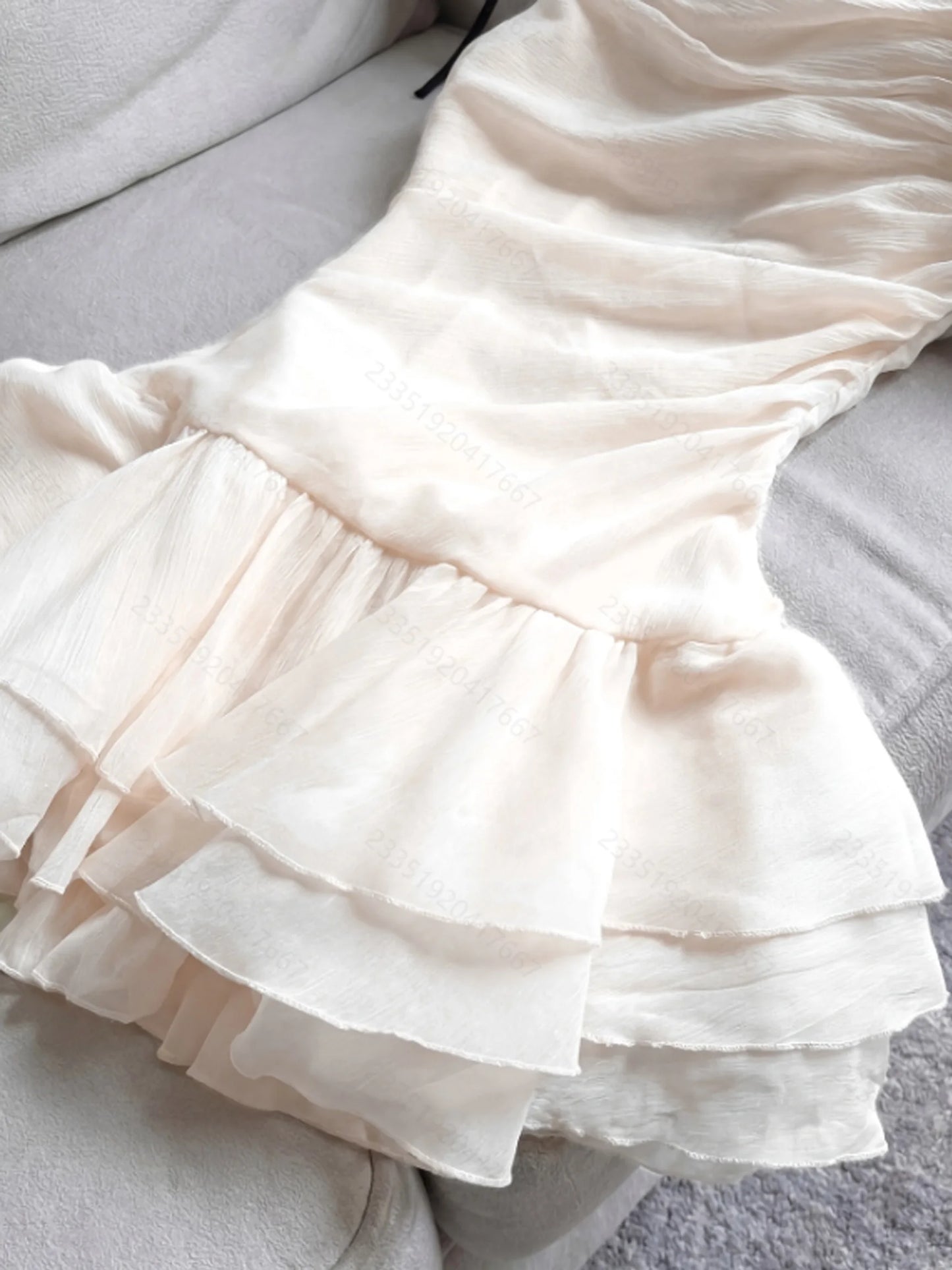 Women's High End Luxury Bow Puffy Evening Dress, Summer Elegant Spaghetti Strap Party Prom Dress, Cute Sweet Dating Wear