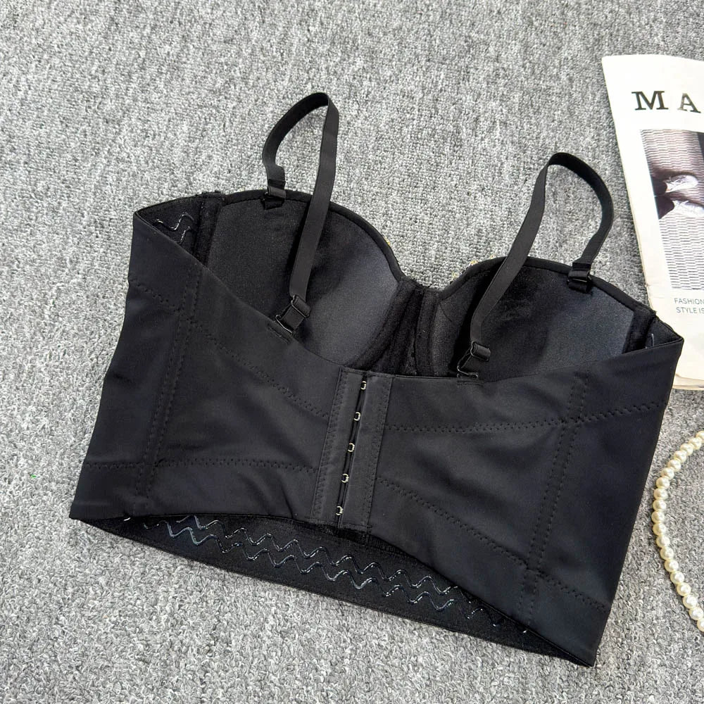 Sexy Club Dancing Csole Diamond Embellied ort Vest Inner Wear Outerwear Trendy Fibone Bra Top Women's Vest