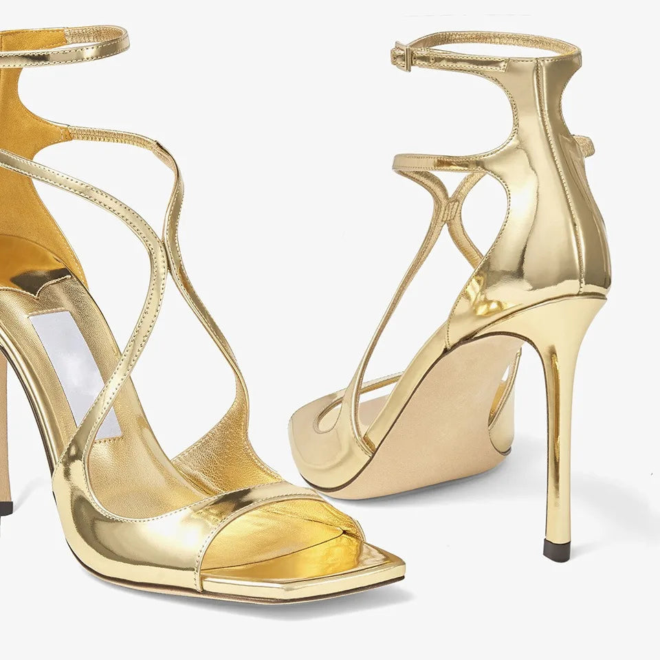 2026Ladies' Summer New Fashionable High-heeled Open Toed Sandals Square Toe Party Sexy 34-43Large Women's Shoes