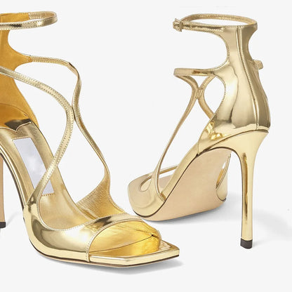 2026Ladies' Summer New Fashionable High-heeled Open Toed Sandals Square Toe Party Sexy 34-43Large Women's Shoes