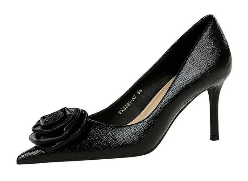 Luxury Designer Women Shoes New Fashion Patent Leather Pointed Tip High Heels for Woman Elegant France Casual Shoe Zapatos Mujer