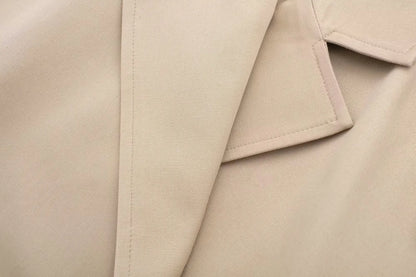 HH 2025 Women Belt Cropped Trench Spring Jacket Vintage Streetwear Double Breasted Long Sleeve Top Female Coat Outfits