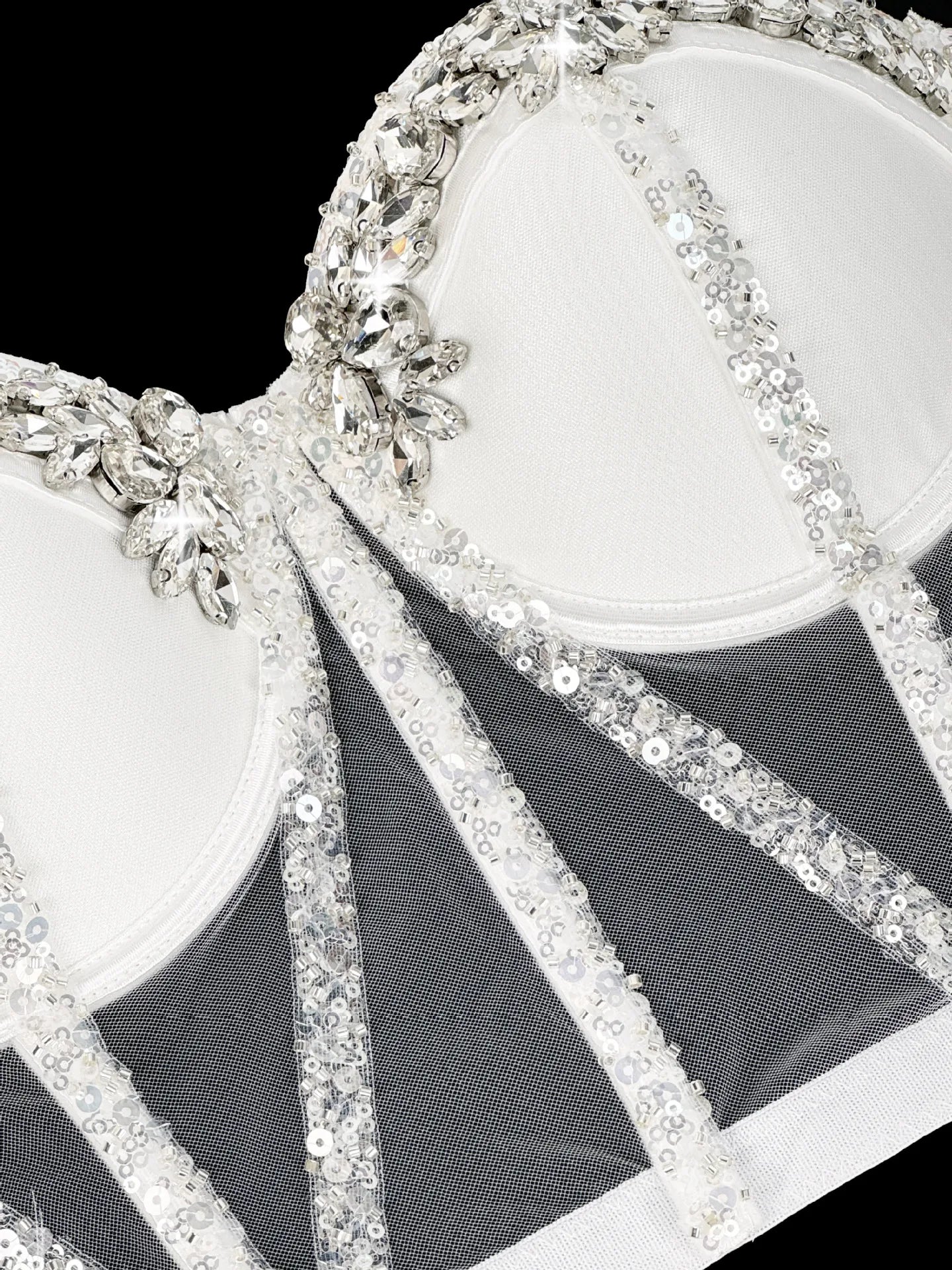 Rhinestones Female Corset Top Women Camis Nightclub Pearls Short Chest Binder Sexy Camisole Mujer Lingerie Tube Bra Debardeur