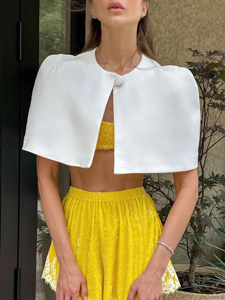 Women Elegant Gold Sparkle Capelet Top Shiny Tweed Shoulder Wrap Turtleneck Short Cloak New Lady Evening Club Party Tops 2026