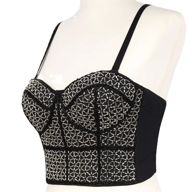 Faionable Street Sle Sequin Slim Tank Top Women's Casual Bright Spangles Strap Vest Ladies' Polyester Streetwear