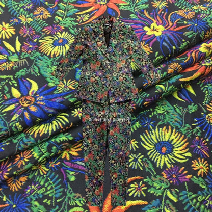 Yarn-dyed Jacquard Fabric Autumn Winter Flower Dress Suit Jacket Clothing European Brand Fashion Design Diy Sewing Cloth