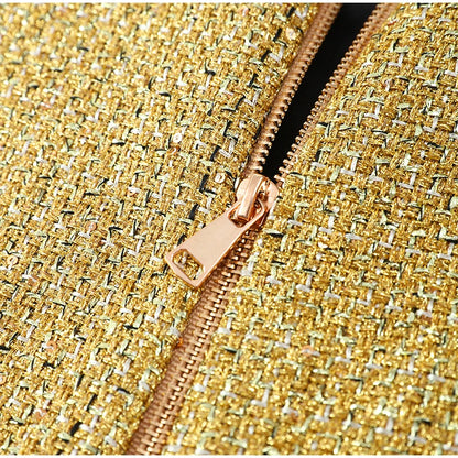 Women Elegant Gold Sparkle Capelet Top Shiny Tweed Shoulder Wrap Turtleneck Short Cloak New Lady Evening Club Party Tops 2026