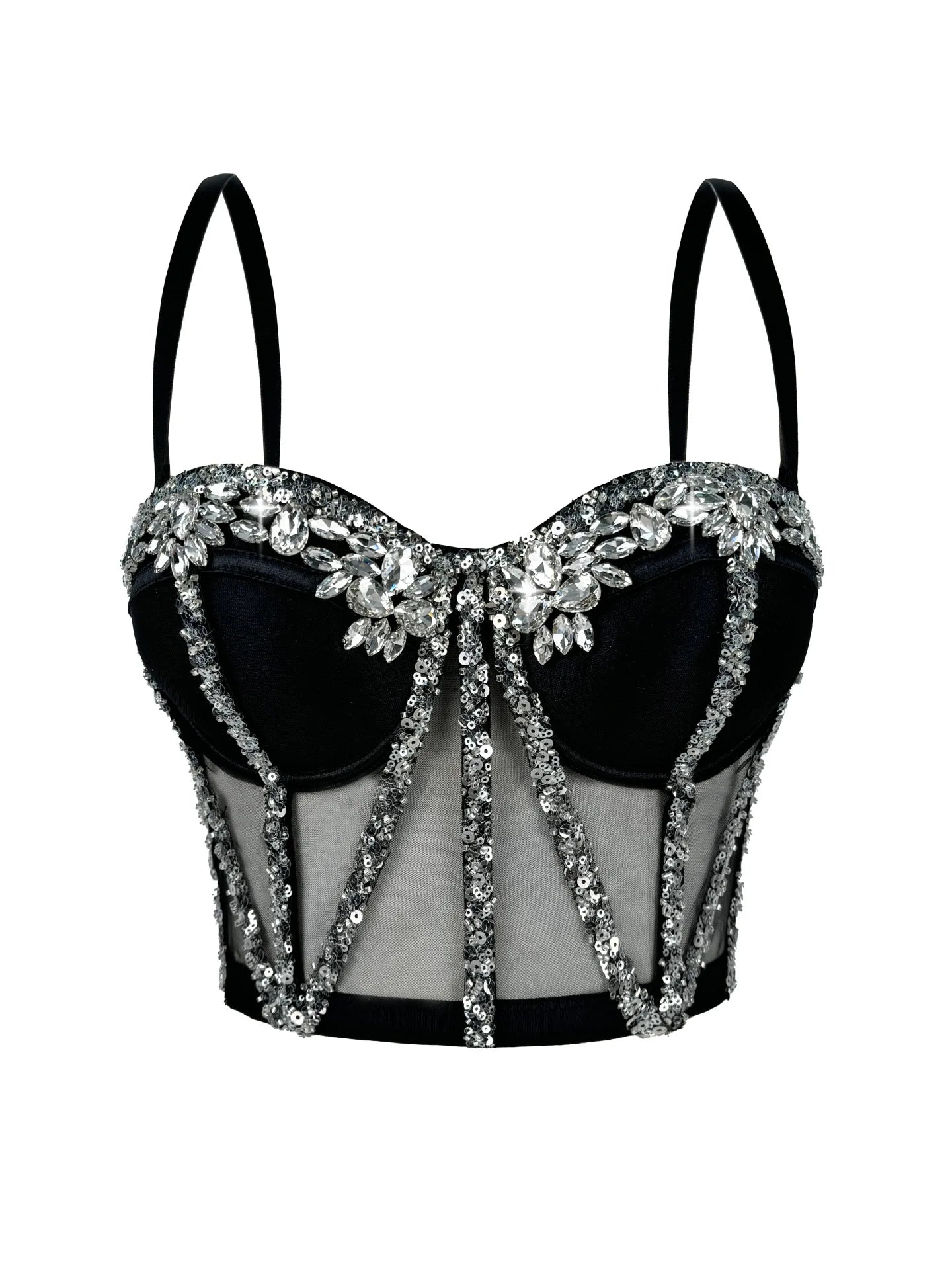 Rhinestones Female Corset Top Women Camis Nightclub Pearls Short Chest Binder Sexy Camisole Mujer Lingerie Tube Bra Debardeur