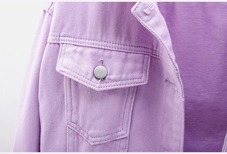 Classic Denim Jacket Women Jeans 2023 Jean Boyfriend Jackets for Women Oversize Loose Coat Veste Femme Purple White Yellow Mujer