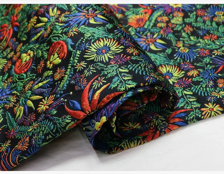 Yarn-dyed Jacquard Fabric Autumn Winter Flower Dress Suit Jacket Clothing European Brand Fashion Design Diy Sewing Cloth