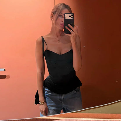 Sexy Backless Bandage Vest Women Fashion Solid Slim Sleeveless Single Breasted Sling Tops Female 2026 Spring Summer Lady Top