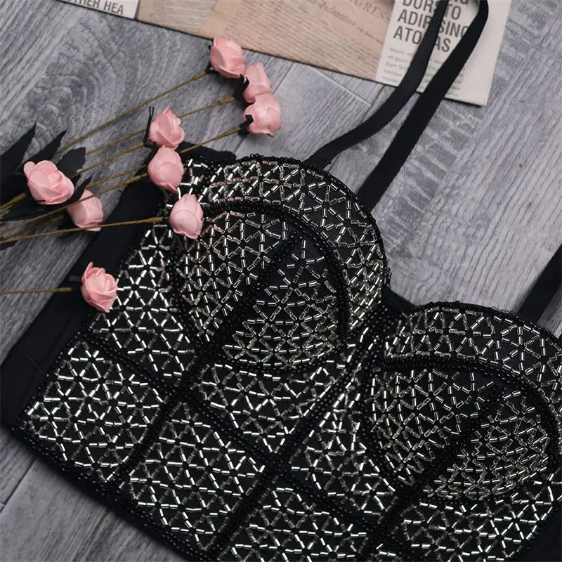 Faionable Street Sle Sequin Slim Tank Top Women's Casual Bright Spangles Strap Vest Ladies' Polyester Streetwear