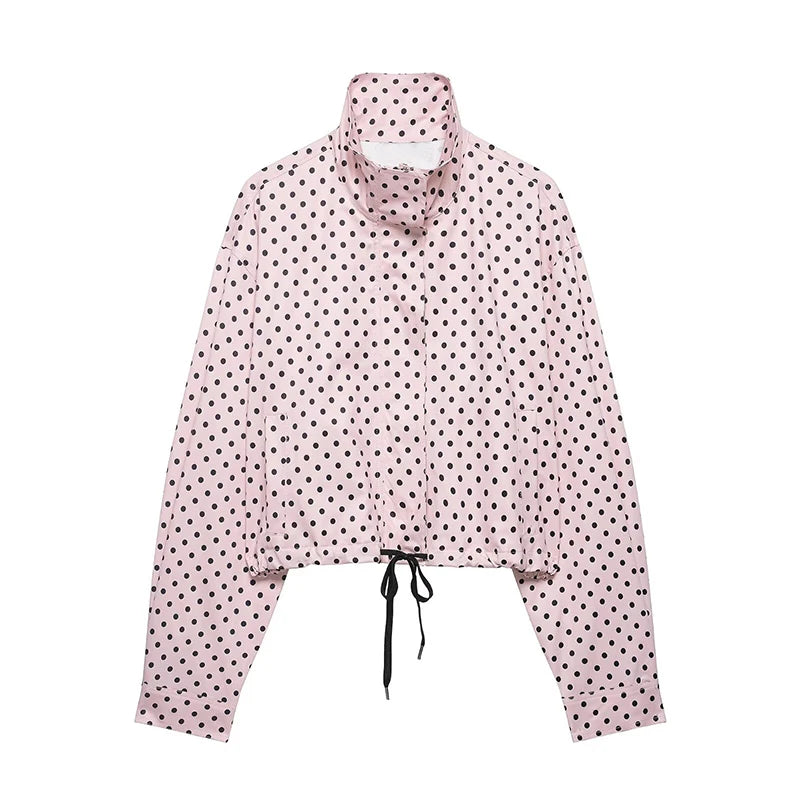 Women's Jackets Fashion Polka Dot Bomber Jacket Spring Women Long Sleeve Loose Jackets Coats Streetwear Female Outerwear Tops