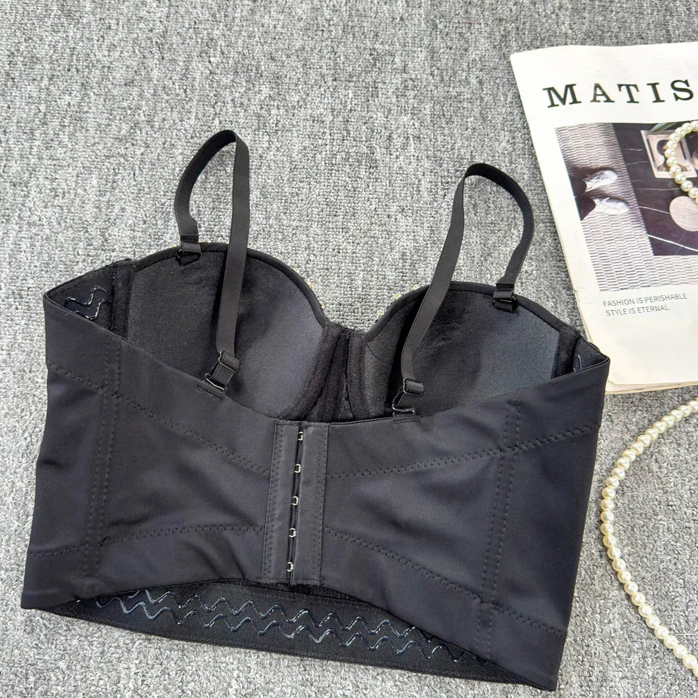 Sexy Club Dancing Csole Diamond Embellied ort Vest Inner Wear Outerwear Trendy Fibone Bra Top Women's Vest